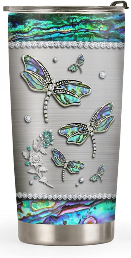 Amazon.com | 64HYDRO 20oz Dragonfly Gifts for Women, Valentines Day Gifts for Her, Unique Birthday Gifts, Inspirational Gifts for Women, Printed Jewelry Dragonfly Tumbler Cup, Insulated Travel Coffee Mug with Lid: Tumblers & Water Glasses Dragonfly Tumbler, Inspirational Gifts For Women, Coffee Mug With Lid, Coffee Thermos, Dragonfly Gifts, Mermaid Gifts, Tumbler Ideas, Unique Birthday, Mug With Lid