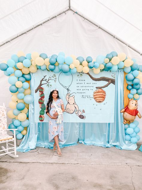 Winnie The Pooh Photo Backdrop, Winnie The Pooh Backdrop, Pregnancy Manifestation, Baby Surprise Announcement, Angel Baby Shower, Baby Surprise, Baby Backdrop, Pooh Birthday, Winnie The Pooh Pictures