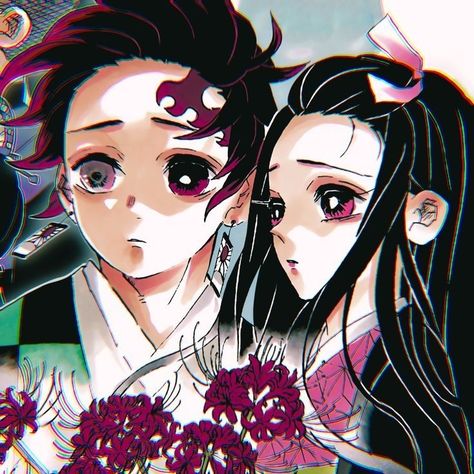 Tanjiro And Nezuko Manga Icons, Tanjiro And Nezuko Manga Color, Demon Slayer Manga Pfp Colored, Kny Manga Icons Colored, Color Manga Icons, Colored Anime Pfp, Anime Icons Nezuko, Anime Colored Manga, Kny Colored Manga