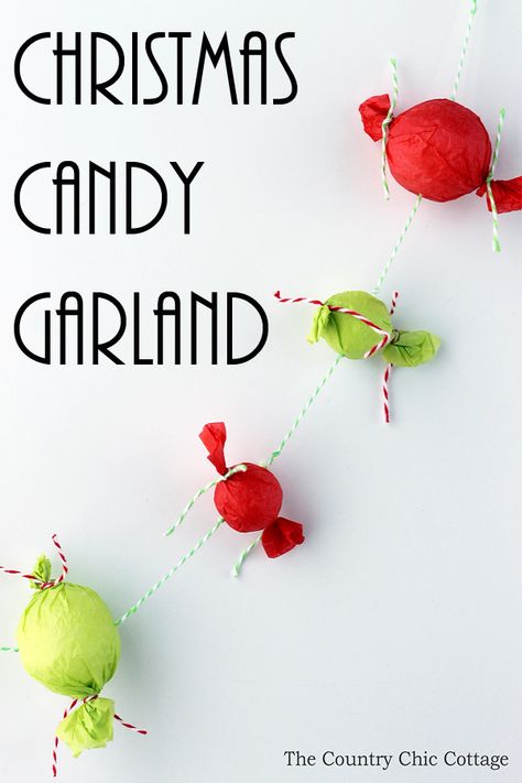 Christmas Candy Garland Candy Garland Diy, Diy Candy Garland, Candy Garland, Diy Christmas Candy, Cottage Diy, Quick And Easy Crafts, Christmas Wreaths & Garlands, Diy Home Decor Crafts, Candyland Birthday