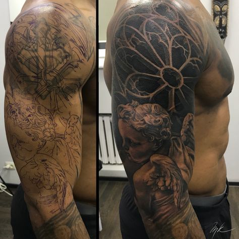 Cathedral Tattoo, Voll Arm-tattoos, Italian Tattoos, Tattoo Design Tattoo, Filigree Tattoo, Black Tattoo Cover Up, Torso Tattoos, Blackout Tattoo, Men Tattoos Arm Sleeve