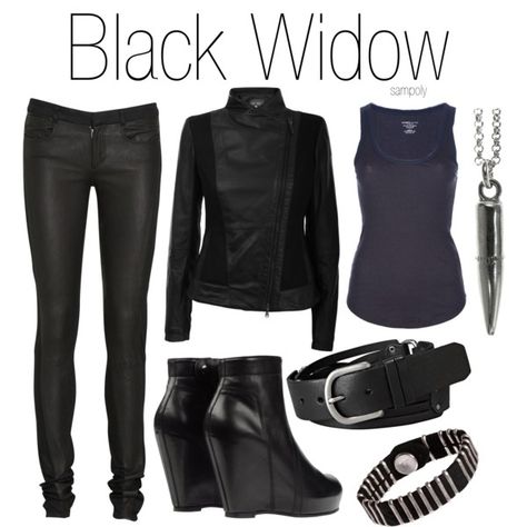 black widow inspired outfit by sampoly on polyvore. Black Widow Diy, Widow Outfit, Black Widow Outfit, Marvel Inspired Outfits, Black Widow Costume, Marvel Fashion, Avengers Outfits, Everyday Cosplay, Marvel Clothes