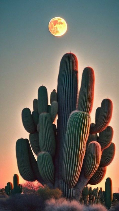 Cactus Reference Photos, Cactus Background Wallpapers, Cactus Wallpaper, Cactus Pictures, Full Moon Rising, Desert Decor, Moon Rising, Desert Vibes, Trending Pins