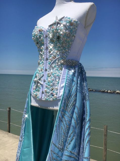 Mermaid Corset Gown, Mermaid Corset, Wedding Dress, Custom Gown, Custom Corset - Etsy Recyclable Dress, Custom Corset, Mermaid Corset, Gown Mermaid, Custom Corsets, Corset Wedding Dress, Pool Party Outfits, Mermaid Photos, Recycled Dress