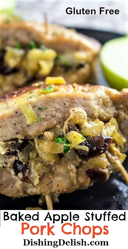 Apple Stuffed Pork Chops, Whey Protein Recipes Shakes, Stuffed Pork Chops, Apple Pork Chops, Gluten Free Main Dishes, Stuffed Pork, Baked Apple, Best Gluten Free Recipes, Gluten Free Recipes For Dinner