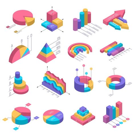 Isometric diagrams infographic set | Free Vector #Freepik #freevector #isometric-graph #isometric-chart #circle-graph #technology-infographic The Big Data Age, Donut Chart, Infographic Inspiration, 3d Isometric, Data Visualization Design, Info Graphics, Data Design, Info Graphic, Isometric Design