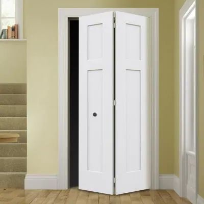 30 in. x 80 in. Smooth 3-Panel Craftsman Hollow Core Molded Interior Closet Composite Bi-Fold Door Craftsman Doors, Interior Closet Doors, Craftsman Style Doors, Wardrobe Wall, Fold Door, Closet Door Makeover, Bifold Door, Black Interior Doors, Bi Fold Door