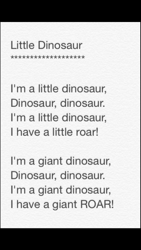 Little Dinosaur song Dinosaur Ideas For Toddlers, Dinosaur Songs For Toddlers, Dinosaur Lesson Plans For Toddlers, Dinosaur Songs For Preschool, Dinosaur Rhymes, Dinosaur Songs For Kids, Dinosaur Poem, Songs For Preschoolers, Dinosaur Week