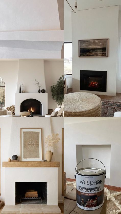 Rounded Plaster Fireplace, Venetian Plaster Fireplace, Plaster Fireplace, Fireplace Inspiration, Fireplace Room, Gorgeous Fireplaces, Shed Home, Village Green, Fireplace Built Ins