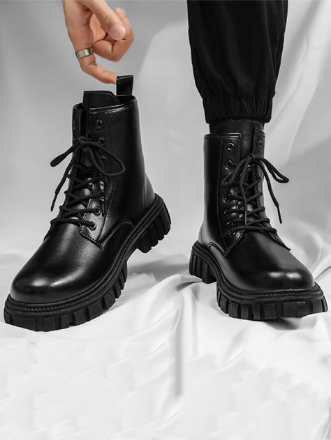 Combat Boots With Shorts, Male Boots, Mens Lace Up Boots, Boy Styles, Guys Fashion Casual, Ankle Combat Boots, Boots Outfit Men, Combat Boots Men, Outfit Reference