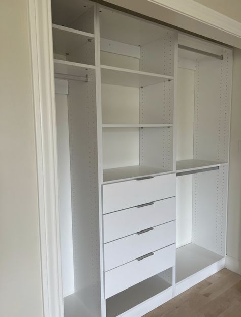 Closet Redo, Closet Planning, Bedroom Closet Storage, Closet Built Ins, Rustic Furniture Diy, Reach In Closet, Closet Design Layout, Closet Renovation, Closet Layout