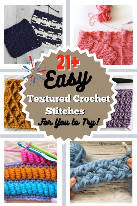 Do you love the look of textured crochet, but don’t know where to start? Do the complex stitches appear too daunting? Don’t fret–in crochet, there is always something for everyone to try!
Whether you’re looking to create a huge statement with your textures or something quiet and subtle, this round-up will have a list of different types of easy textured stitches. These stitches can be used for the entire item or as an accessory for it, such as a border. Cool Easy Crochet Stitches, Rich Textures Crochet, Types Of Crochet Stitches, Textured Crochet Stitches, Unique Crochet Stitches, Simple Crochet Stitches, New Stitch A Day, Different Crochet Stitches, Crochet Bloggers