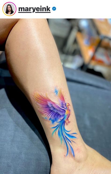 Watercolor Phoenix Tattoo For Women, Pheonix Tattoo For Women On Arm, Butterful Tattoo, Blue Phoenix Tattoo, Simple Phoenix Tattoo, Watercolor Phoenix Tattoo, Fenix Tattoo, Phoenix Tattoo Feminine, Hippie Tattoo