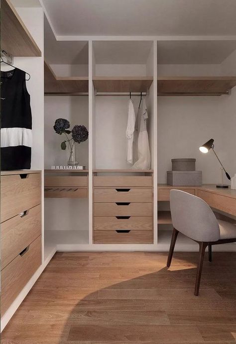 Dressroom Ideas, Scandinavian Walk In Closet, High End Closet, Scandinavian Closet, Walk In Closet Inspiration, Primary Closet, Bedroom Built In Wardrobe, Dream Closet Design, Closet Design Layout