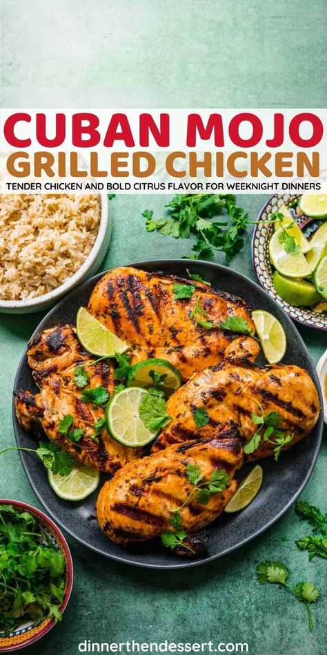 Cuban Mojo Grilled Chicken is the perfect tender and juicy chicken marinated in a deliciously tangy and spicy citrus sauce. Mojo Chicken, Citrus Sauce, Cuban Chicken, Cuban Mojo, Grilled Chicken Breast Recipes, Spicy Grilled Chicken, Grilled Chicken Tenders, Cuban Dishes, Cuban Cuisine