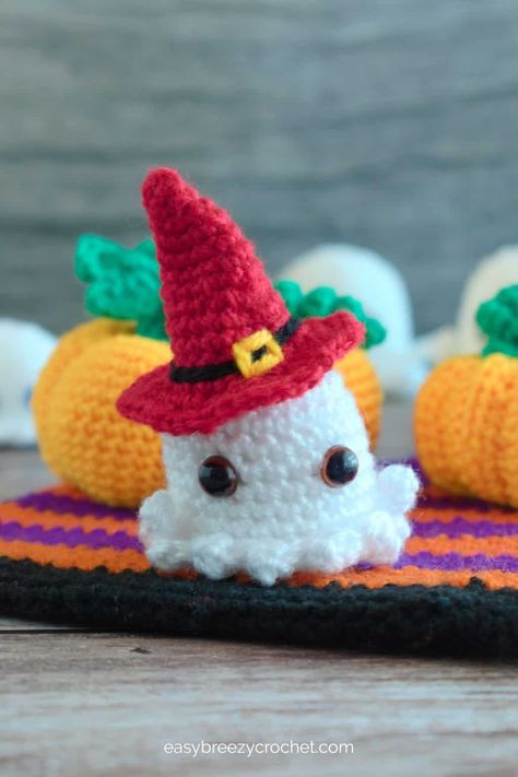 Crochet Ghost Amigurumi Pattern | Easy Breezy Crochet Halloween Crochet Ideas, Ghost Amigurumi, Crochet Ghost, Cute Halloween Decorations, Fall Crochet, Fall Crochet Patterns, Florida Man, Cozy Crochet Patterns, Halloween Crochet Patterns