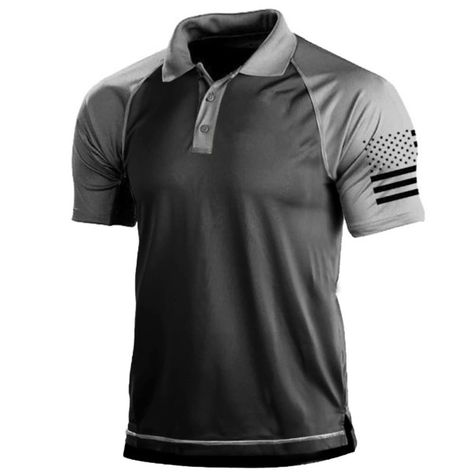 PRICES MAY VARY. 80% Cotton, 20% Polyester Imported Button closure Machine Wash MATERIAL - 80% Cotton + 20% Polyester, Silky-soft, Lightweight, Breathable And Comfortable. STYLE - A classic polo shirt with a 3-button placket, lapels and side slits. The pattern on the left arm gives you more personality. QUICK DRY - This mens short sleeve polo shirt features Sweat-wicking material that pulls moisture away from the body to keep you cool and dry. COMFORTABLE - Men's T-Shirts Stretch Fabric Allows A Blazer Shirt, Suit Shirts, Short Coat Jackets, Sport T-shirts, Summer Black, Golf Shirt, Quality T Shirts, Golf Shirts, Sweater Hoodie