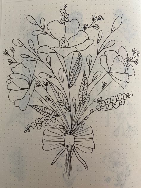 Flower Bouquet Sketches Pencil, Flower Bouquet Aesthetic Drawing, Flower Boquettes Drawings, Rose Flowers Drawing, Decoration Craft Ideas, Pot Drawing, Origami Flower Bouquet, Flower Bouquet Drawing, Paper Flower Centerpieces