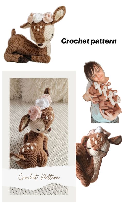 Crochet bambi pattern Crochet Bambi, Crochet Deer Pattern, Crochet Deer, Deer Pattern, Deer, Crochet, Pattern