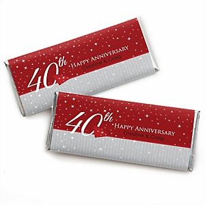 40th Wedding Anniversary Party Ideas, 40th Anniversary Ideas, Wedding Anniversary Party Favors, Wedding Anniversary Favors, Ruby Anniversary Gifts, Personalized Candy Bar Wrapper, Personalized Candy Bars, 40th Anniversary Party, Anniversary Party Favors