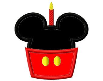 Disney Applique Designs, Mickey Mouse Candle, Cupcake With Candle, Cupcake Applique, Mickey Mouse Cupcake, Disney Applique, Preschool Patterns, Mickey Mouse Bday, Mickey Mouse Birthday Cake