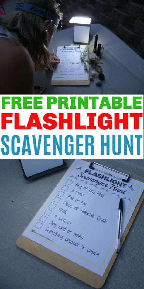 A Flashlight Scavenger Hunt is the perfect outdoor nighttime game for kids and adults. Grab a free printable flashlight scavenger hunt form and have fun! #printables #scavengerhunt #outdoorfun #freeprintables #flashlight #gamesforkids Evening Family Activities, Spell Your Name Workout, Scavenger Hunt For Kids, Scavenger Hunts, Tech Hacks, Fun Printables, Indoor Fun, Game For Kids, Kid Activities