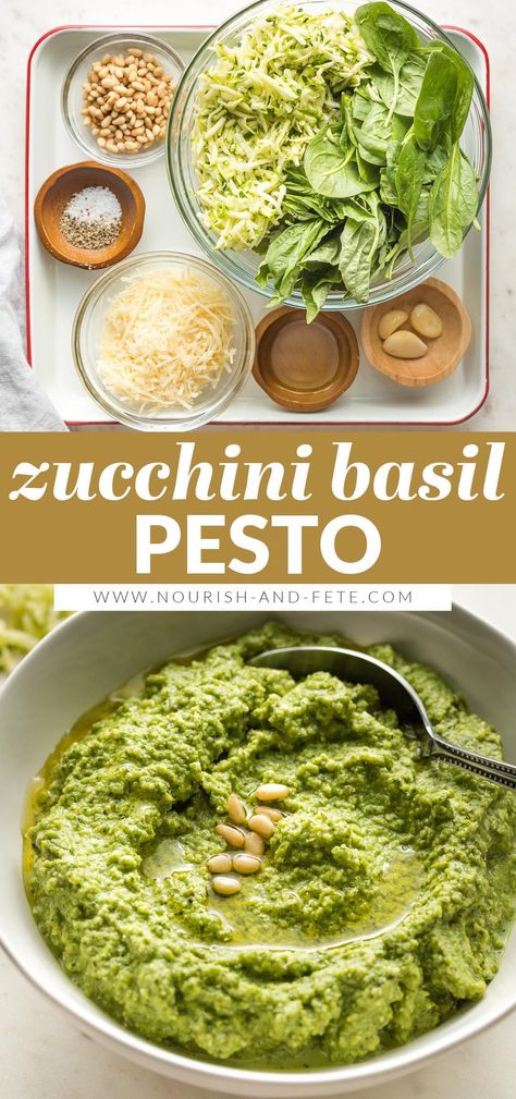 Pesto With Spinach, Pine Nuts Pasta, Spinach Parmesan, Basil Pesto Pasta, Healthy Zucchini, Homemade Pesto, Pesto Recipe, Quick Weeknight Meals, Pesto Sauce