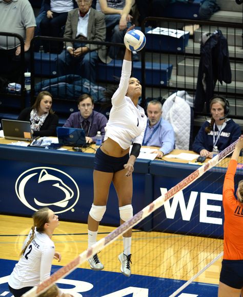 PENN STATE – ATHLETICS – DOMINIQUE GONZALEZ, Ariel Scott and Nia Grant led Lions Saturday, after Micha Hancock broke Penn State’s career record for aces Friday night. Penn State Volleyball, Penn State Basketball, Volleyball Pics, Penn State College, Volleyball Photos, Penn State University, Football Images, Volleyball Pictures, Dream School