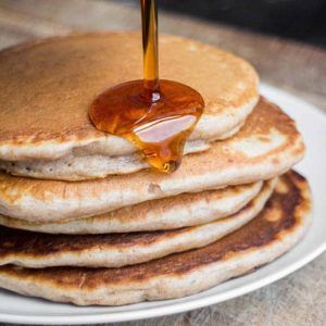 No Butter Homemade Pancakes - Brooklyn Farm Girl Pancakes No Butter, Pancakes Without Butter, Butter Pancake Recipe, Cracker Barrel Pancakes, Vegan Pancakes Easy, Butter Homemade, Dairy Free Pancakes, Butter Pancakes, Vegan Pancake Recipes