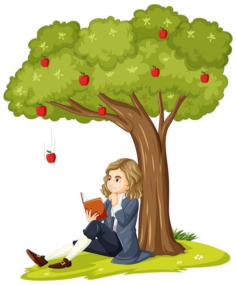 Albert Einstein Drawing Cartoon, Apple Tree Drawing, Diy Crafts Butterfly, Writing Practice Preschool, Newton Photo, Girl Reading Book, Tree Of Life Tattoo, Isaac Newton, Demon King Anime