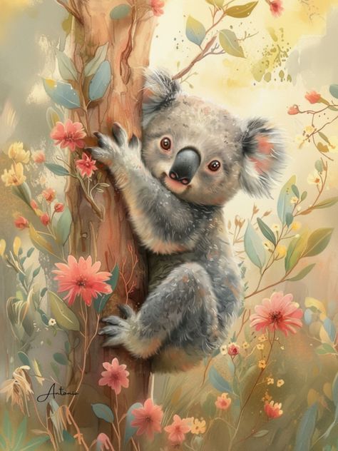 Koala Wallpaper, Koala Pictures, Koala Painting, Watercolour Pictures, Mooi Prentjies, Cute Critters, Colourful Wallpaper, Koala Bears, Colourful Wallpaper Iphone