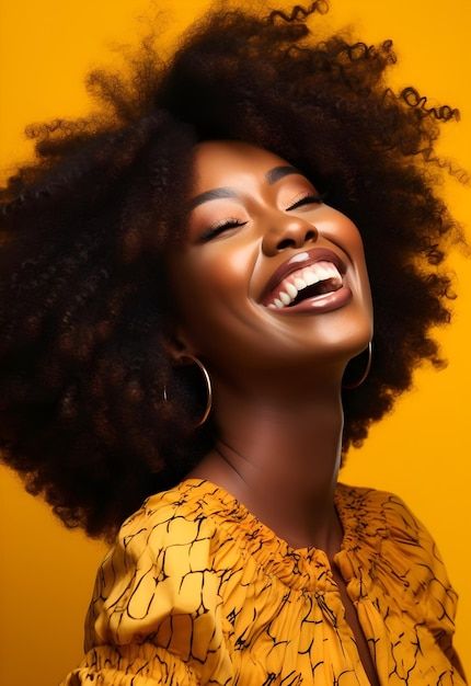 Orange Backdrop, Yellow Hair Color, Haitian Flag, Women Laughing, African Models, Portrait Photography Women, African People, African Girl, Afro Hair