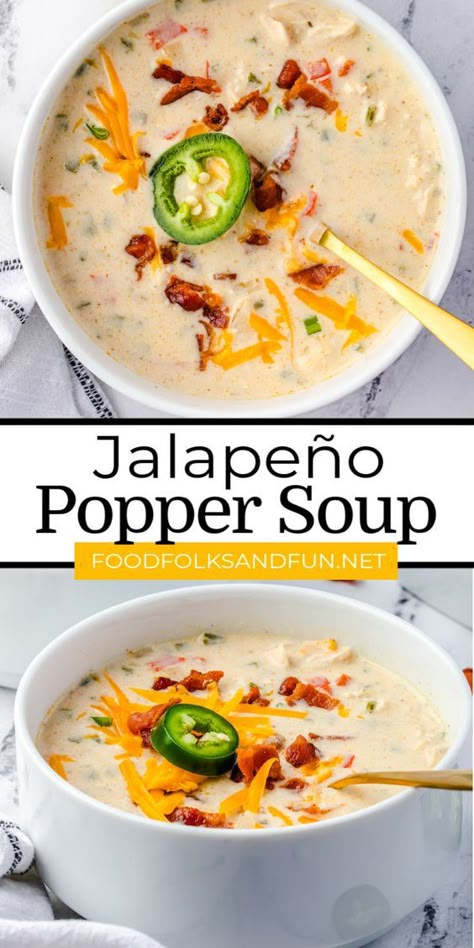 Jalepeno Popper Soup Crock Pot, Popper Soup, Jalapeño Soup, Averie Cooks, Jalapeno Popper, Jalapeno Poppers, Easy Soups, Easy Soup Recipes, Homemade Soup