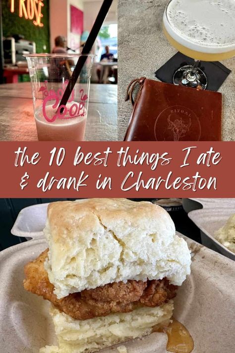 Charleston Food Diary: The 10 Best Things I Ate & Drank There | There's no question that Charleston is a foodie city! Here are the 10 best dishes, coffees, and cocktails I sampled in South Carolina's jewel of a city. Best coffee in Charleston, best cocktail in Charleston, what to eat in Charleston. #charleston #foodietravel Charleston Food, Bourbon Cherries, Planning Trips, Lamb Burgers, Iced Chai, Cinnamon Butter, Oat Cakes, Food Spot, Honey Chicken