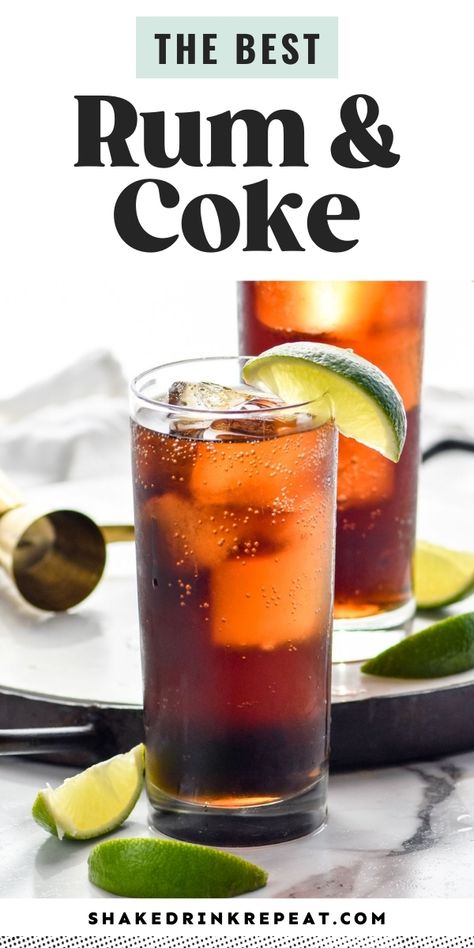 Coke Recipes, Rum And Coke, Coke Drink, Alcoholic Punch Recipes, Good Rum, Rum Recipes, Classic Cocktail Recipes, Mixed Drinks Alcohol, Yummy Alcoholic Drinks