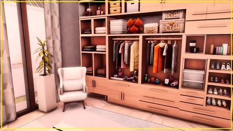 Sims 4 Closet No Cc, Sims 4 Walk In Closet Ideas, Sims 4 Walk In Closet, Sims4 Ideas, Sims Inspiration, Entry Closet, Build Inspiration, Big Closets, Sims Ideas