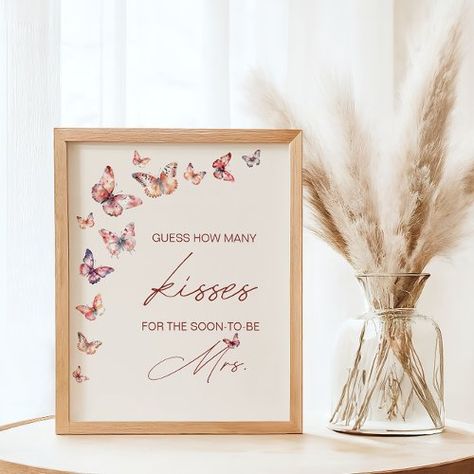 $11.65 | Guess How Many Kisses Bridal Shower Butterfly Game | Bridal Shower Poster | guess how many kisses, for soon to be mrs, butterfly, boho, bridal shower games, spring, summer, terracotta, he gives me butterflies, bohemian Butterflies Bridal Shower Ideas, Butterfly Kisses Bridal Shower Theme, Wedding Shower Butterfly Theme, Butterfly Bridal Shower Games, Butterfly Bridal Shower Centerpieces, He Gives Me Butterflies Theme Bridal Shower Decor, Bridal Shower Butterflies, Butterfly Wedding Shower Theme, Lifetime Of Butterflies Theme Bridal