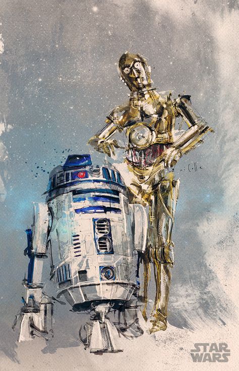 r2d2 c3po - Disney commission (Star Wars) by neo-innov on @DeviantArt Star Wars Canvas Art, Decoracion Star Wars, Star Wars Illustration, Star Wars Painting, Star Wars Droids, Arte Robot, R2 D2, Star Wars Wallpaper, Star Wars Artwork