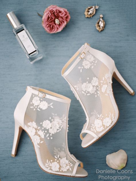 bella belle flower chiffon wedding bootie