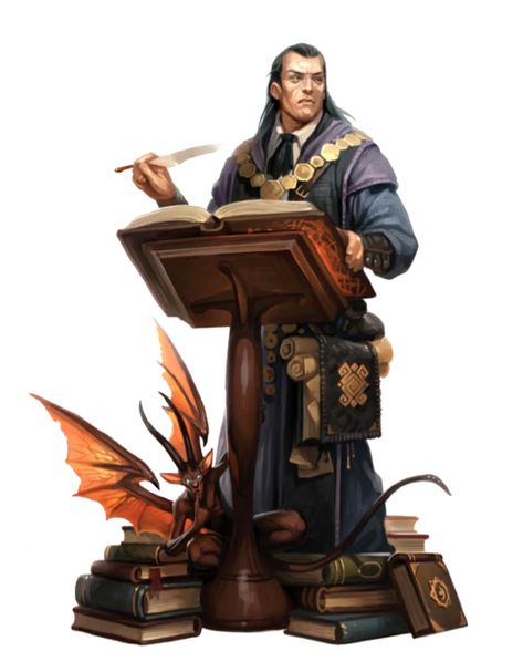 Male Human Wizard Librarian with Imp Familiar - Pathfinder PFRPG DND D&D 3.5 5E 5th ed d20 fantasy Librarian Dnd Art, Order Of Scribes Wizard Dnd, Wizard Librarian, Dnd Librarian, Imp Familiar, Fantasy Librarian, Male Librarian, Librarian Art, Batman And Robin Cartoon