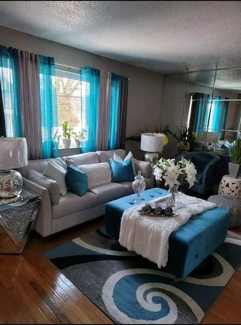 Teal Grey Living Room, Teal Living Room Decor, Turquoise Living Room Decor, Industrial Room, Living Room Turquoise, Teal Living Rooms, Apartment Decorating Living, Elegant Living Room Decor, Luxury Room Bedroom