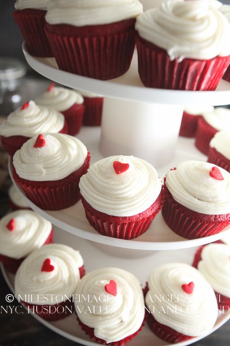 red velvet wedding cupcakes White And Red Cupcakes, Black And Red Wedding Cupcakes, Red Velvet Cupcakes Wedding, Red Wedding Cupcakes, Ruby Wedding Cupcakes, Wedding Cupcakes Red Velvet, Red Velvet Wedding Cake 2 Tier, Bachelorette Cupcakes, Two Tier Red Velvet Wedding Cake