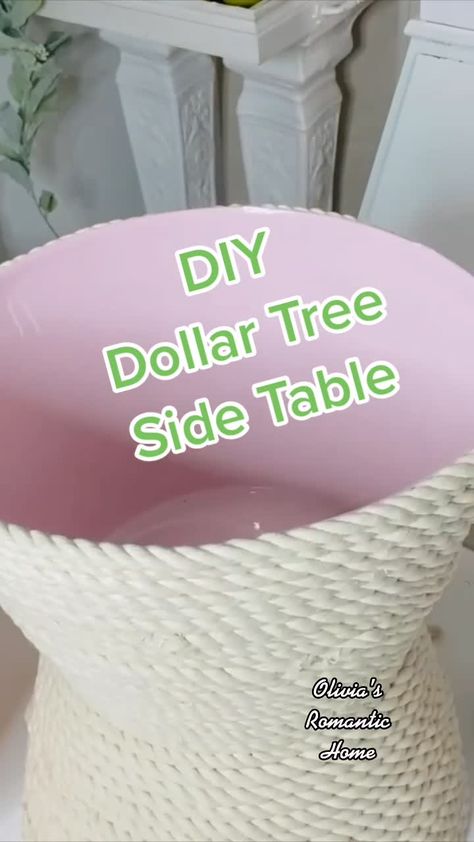 Diy Outdoor Side Table Dollar Tree, Diy Side Table Dollar Store, Diy Boho Nightstand Bedside Tables, Diy Dollar Tree End Table, Patio End Table Ideas, Diy End Tables Easy Dollar Tree, Diy Nightstand Ideas Cheap Dollar Stores, Dollar Store End Table Diy, Diy Dollar Tree Nightstand