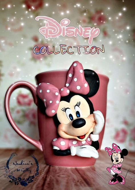 Minnie mouse polymer clay mug Mouse Polymer Clay, Polymer Clay Mug, Minnie Mouse Gifts, Polymer Clay Disney, Minnie Mouse Mug, Disney Mug, Clay Mug, Polymer Clay Gifts, Kids Clay