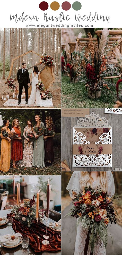 Modern Rustic Wedding, Boho Wedding Colors, Rustic Wedding Colors, Fall Wedding Color Schemes, Wedding Toast, Rustic Modern Wedding, Rustic Boho Wedding, Copper Wedding, Rustic Fall Wedding