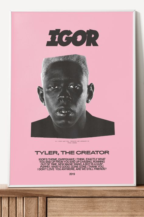 Add some vibes to your room with this Tyler the Creator Igor poster! Featuring bold and colorful graphics, this poster is the perfect addition to any music lover's collection. Hang it up in your dorm, bedroom, or music studio for an instant burst of creativity. #TylerTheCreator #Igor #HipHopPoster #MusicArt #MusicPoster #WallArt #RoomDecor #BedroomArt Igor Poster, Poster Tyler The Creator, Tyler The Creator Igor, Living Room Poster, Art Deco Home, Great Teacher Gifts, Bedroom Posters, Tyler The Creator, Creative Posters