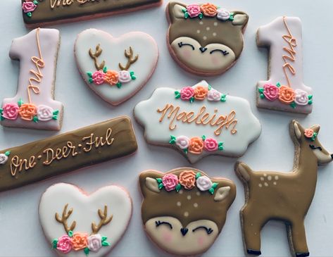 One Deer Ful Birthday, Deer First Birthday, First Birthday Cookies, Party Hardy, 1st Birthday Party Themes, First Birthday Decorations, Girl First Birthday, Birthday Cookies, 1st Birthday Parties