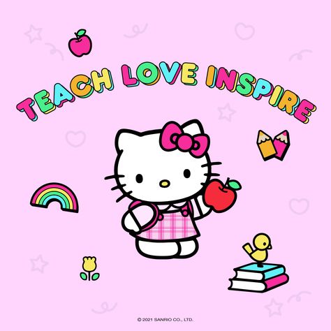 Share with a teacher who inspires you 🍎💕 ⁠⁠#HelloKitty School Hello Kitty, Teacher Wallpaper, Hello Kitty School, Hello Teacher, Hello Kitty Printables, Hello Kitty Tattoos, Hello Kitty Images, Hello Kitty Themes, Hello Kitty Backgrounds