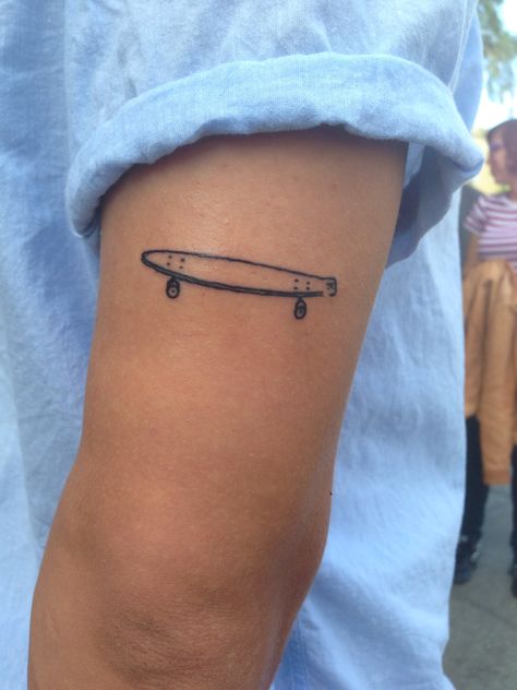 Skate tattoo Small Skater Tattoos, Mini Skateboard Tattoo, Simple Skateboard Tattoo, Skateboarding Tattoo Design, Tiny Skateboard Tattoo, Skateboard Tattoo Ideas, Skater Tattoos, Skateboard Tattoo, Skate Tattoo