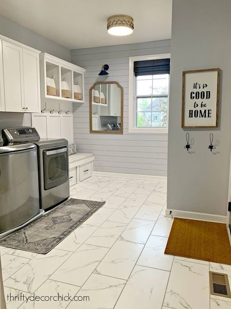 Mud Laundry Room, Mud Room Laundry Room Combo, Laundry Room Combo, Mudroom Makeover, Laundry Room/mud Room, Dream Laundry Room, Thrifty Decor Chick, Mudroom Laundry Room, Light Grey Walls